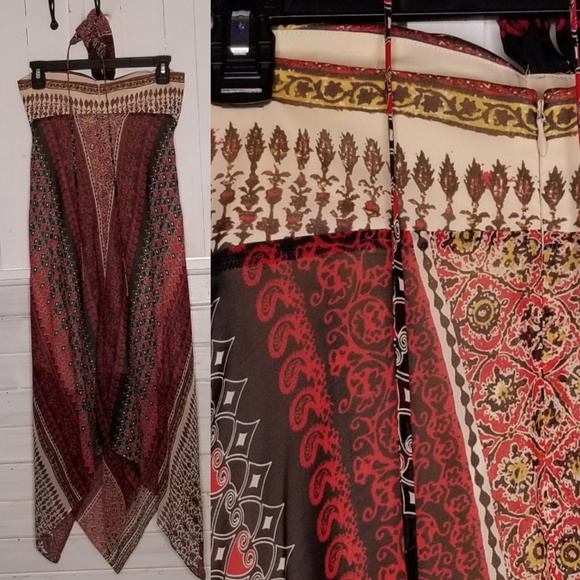 Max & Cleo Dress Silk Halter Handkercheif Boho - Picture 7 of 8